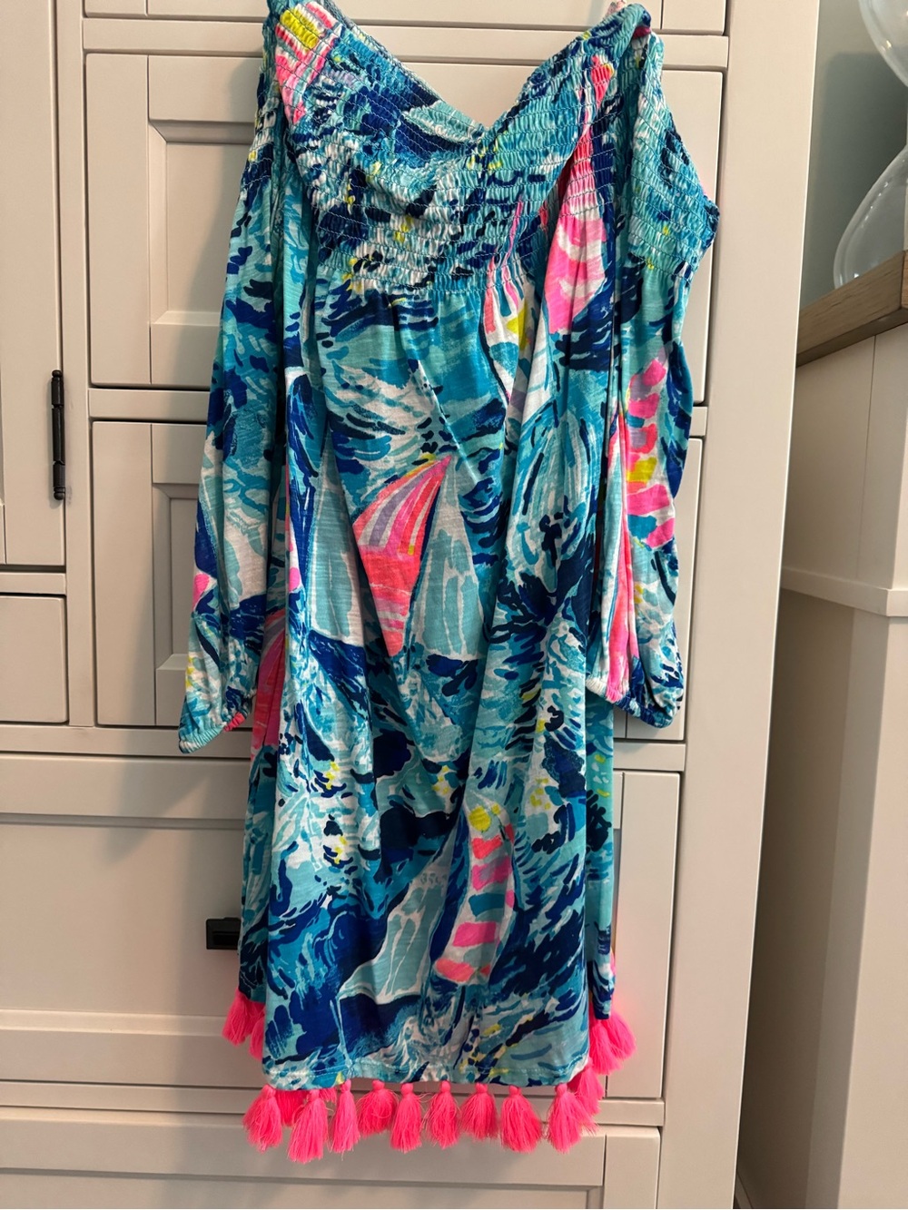 Lilly Pulitzer Trina Off-Shoulder Tassel Beach Cover-Up